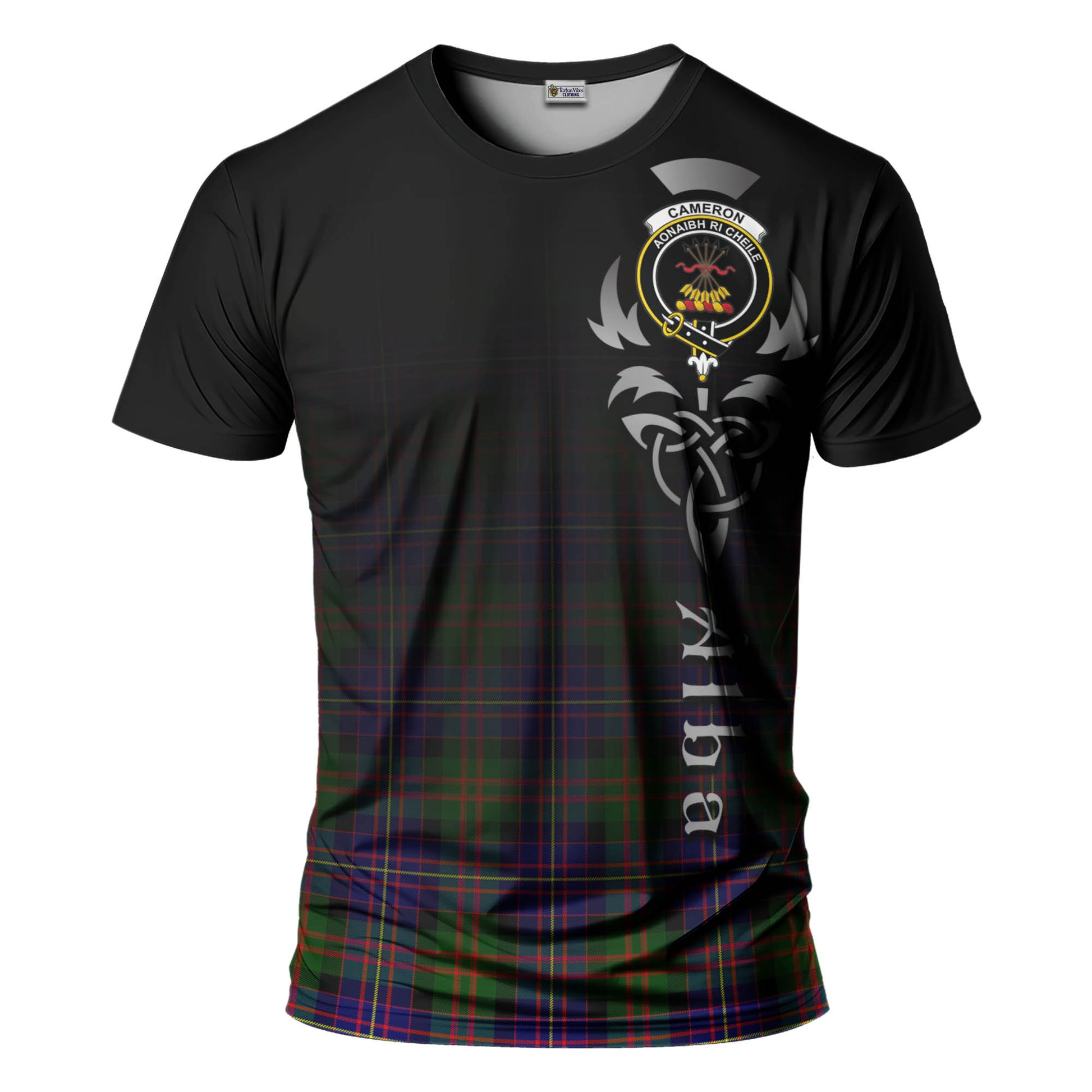 Tartan Vibes Clothing Cameron of Erracht Modern Tartan T-Shirt Featuring Alba Gu Brath Family Crest Celtic Inspired