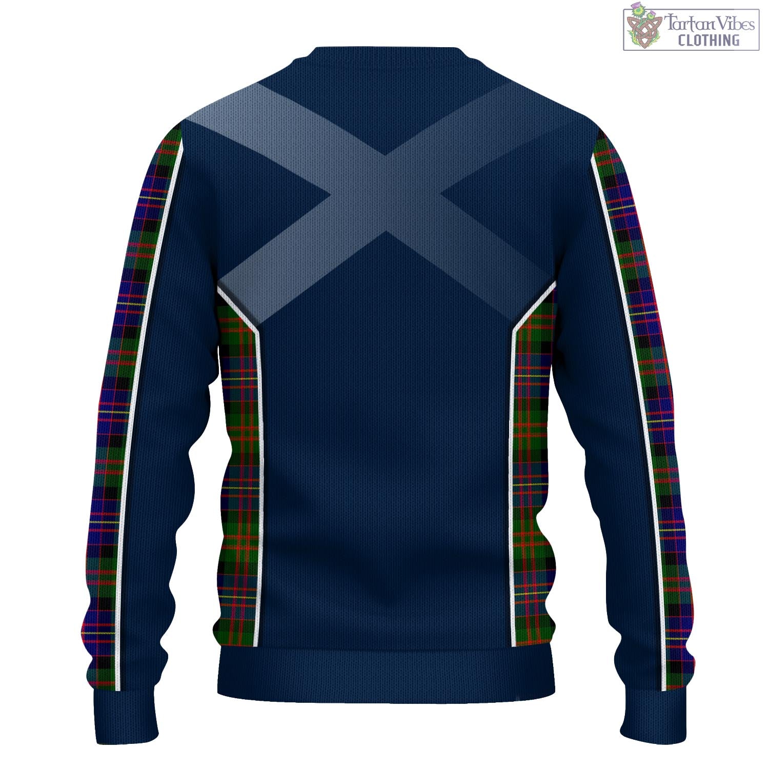 Tartan Vibes Clothing Cameron of Erracht Modern Tartan Knitted Sweatshirt with Family Crest and Scottish Thistle Vibes Sport Style