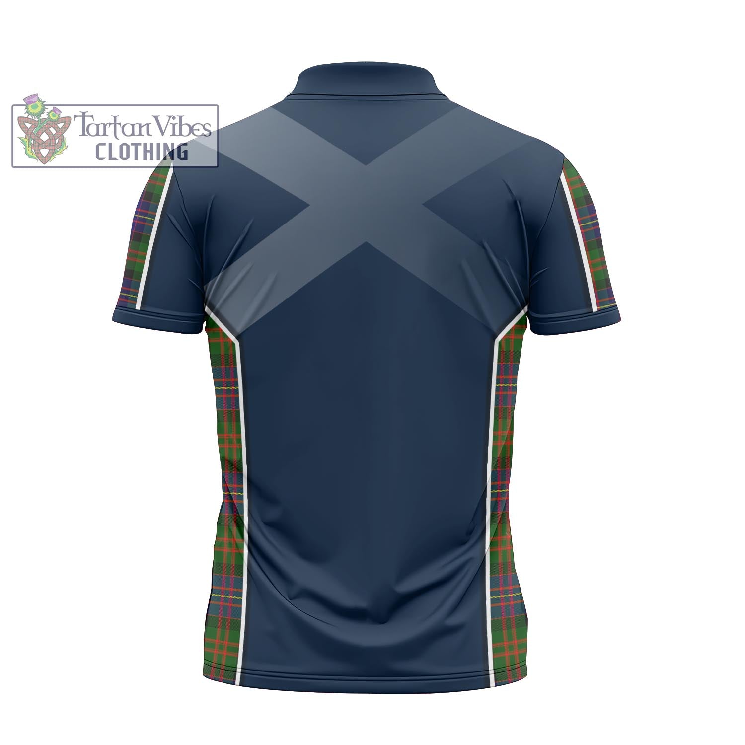 Tartan Vibes Clothing Cameron of Erracht Modern Tartan Zipper Polo Shirt with Family Crest and Scottish Thistle Vibes Sport Style