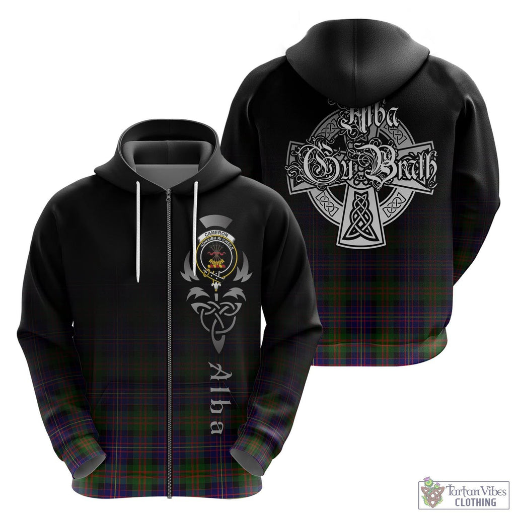 Tartan Vibes Clothing Cameron of Erracht Modern Tartan Hoodie Featuring Alba Gu Brath Family Crest Celtic Inspired