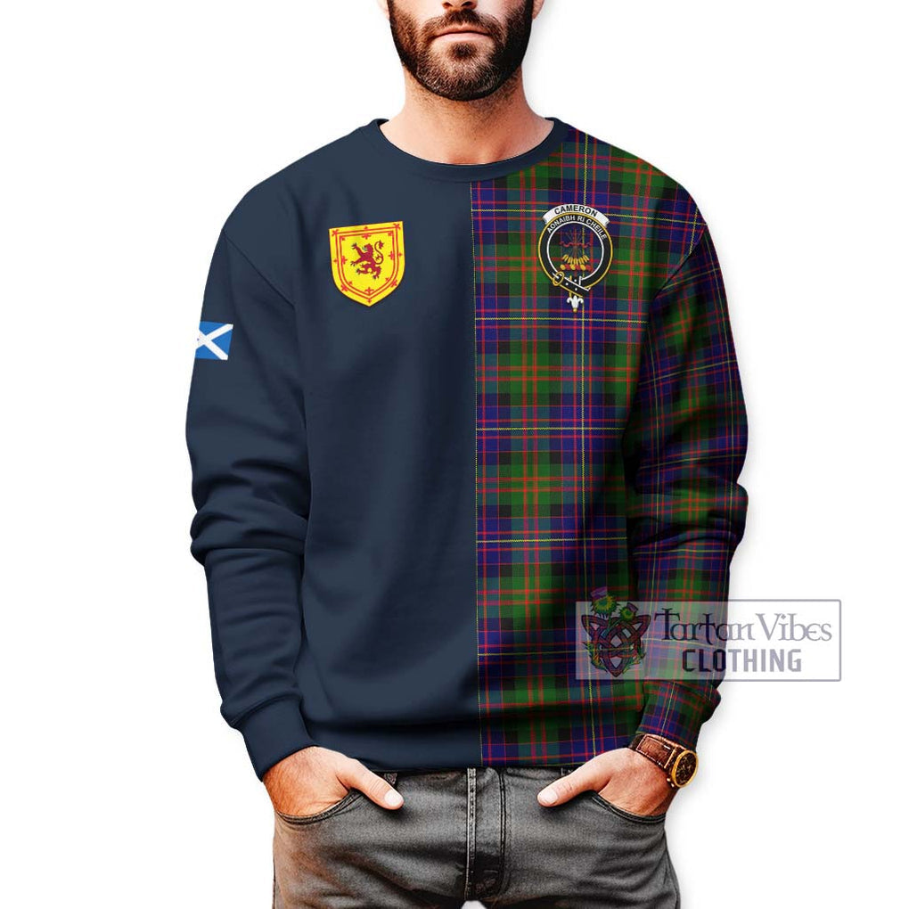 Tartan Vibes Clothing Cameron of Erracht Modern Tartan Sweatshirt with Scottish Lion Royal Arm Half Style