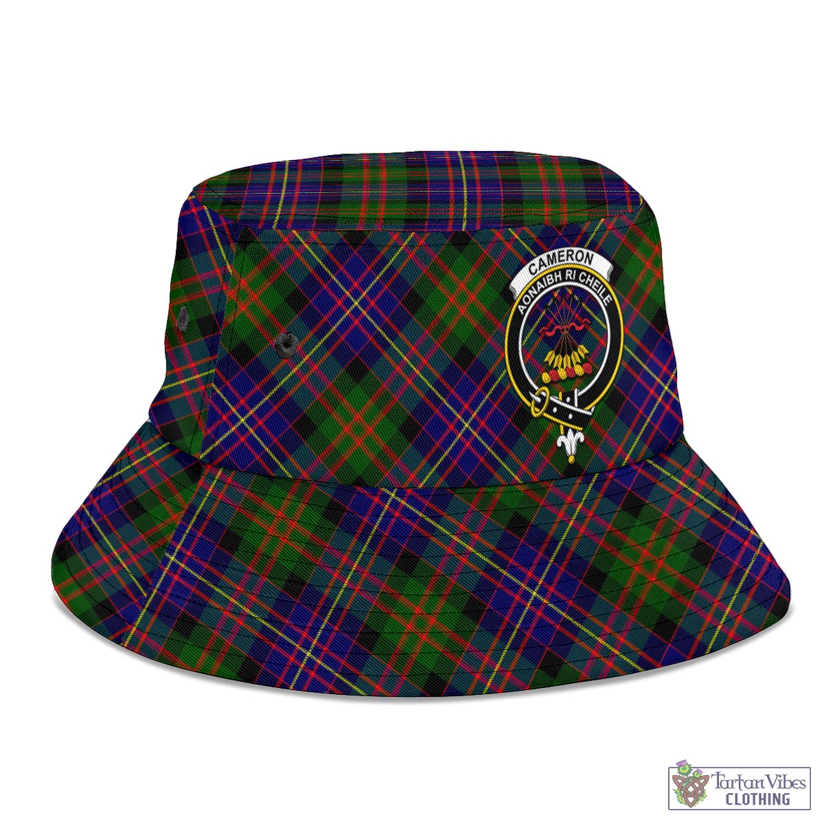 Tartan Vibes Clothing Cameron of Erracht Modern Tartan Bucket Hat with Family Crest