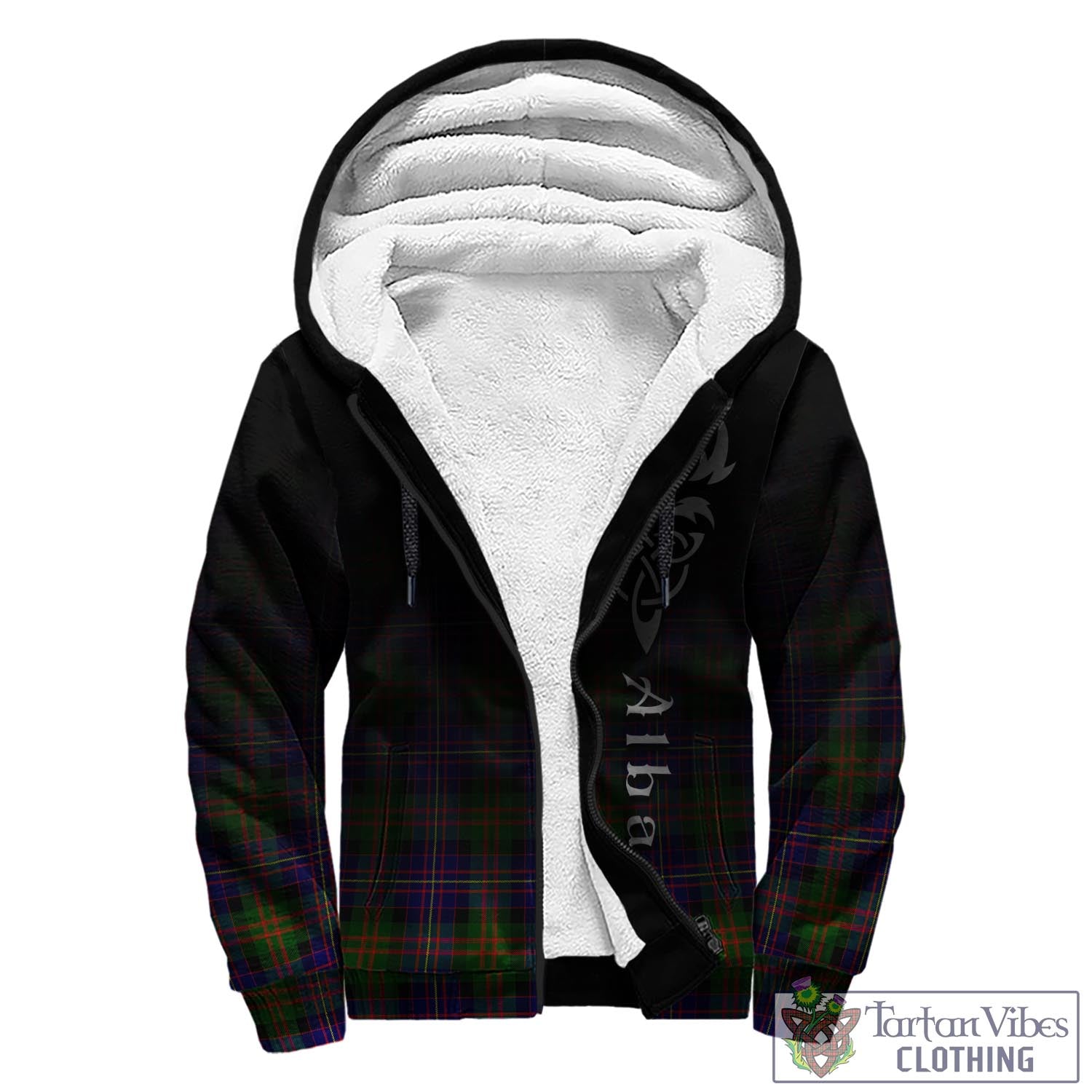 Tartan Vibes Clothing Cameron of Erracht Modern Tartan Sherpa Hoodie Featuring Alba Gu Brath Family Crest Celtic Inspired