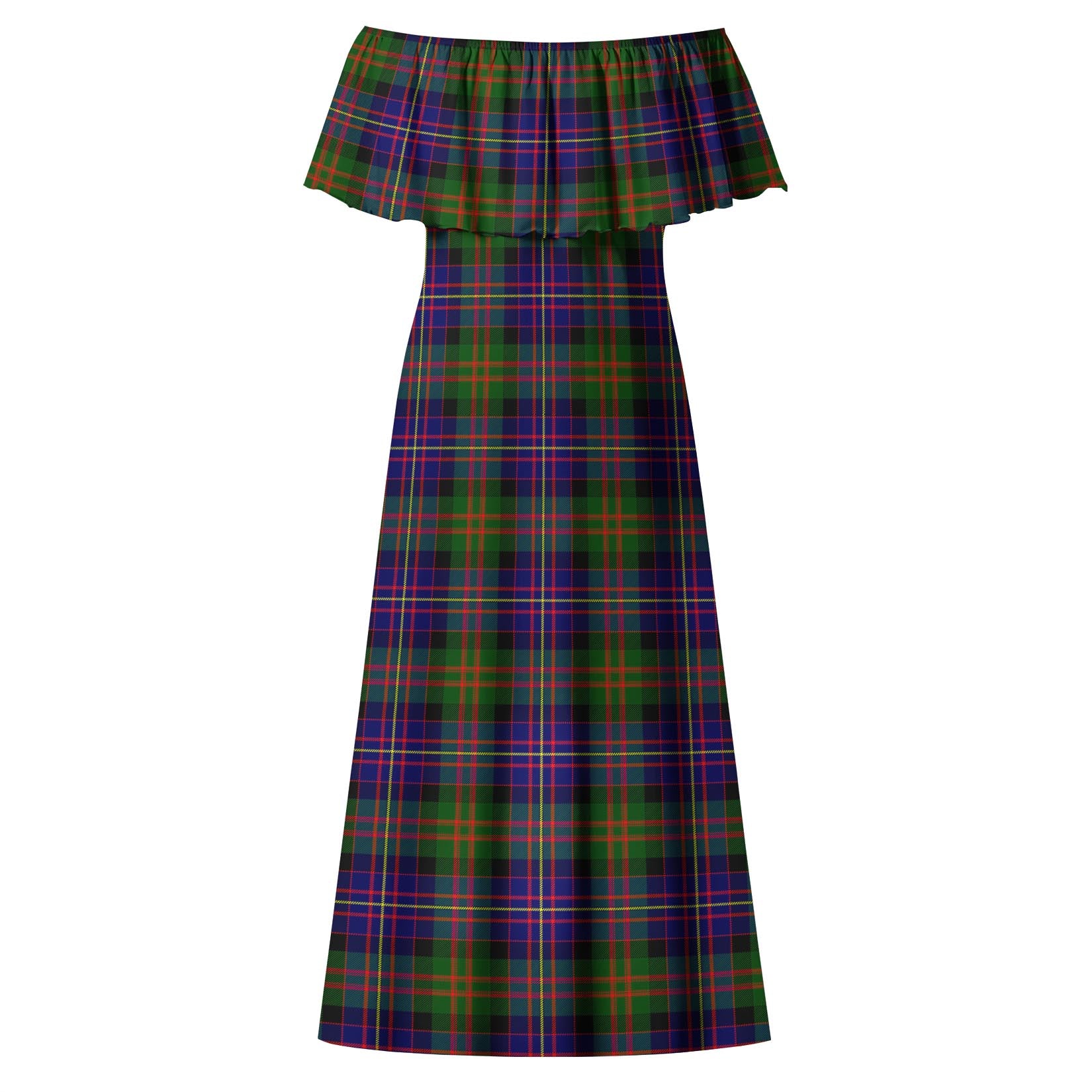 Cameron of Erracht Modern Tartan Off Shoulder Long Dress - Tartanvibesclothing