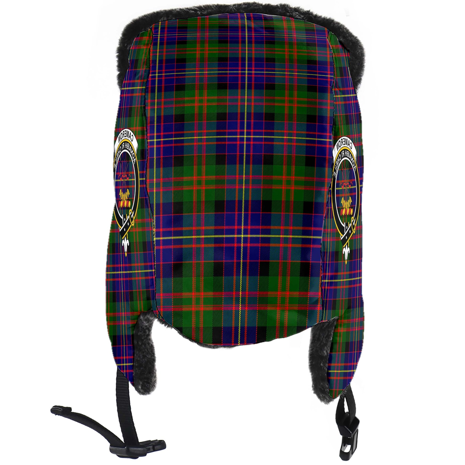 Cameron of Erracht Modern Tartan Winter Trapper Hat with Family Crest - Tartanvibesclothing