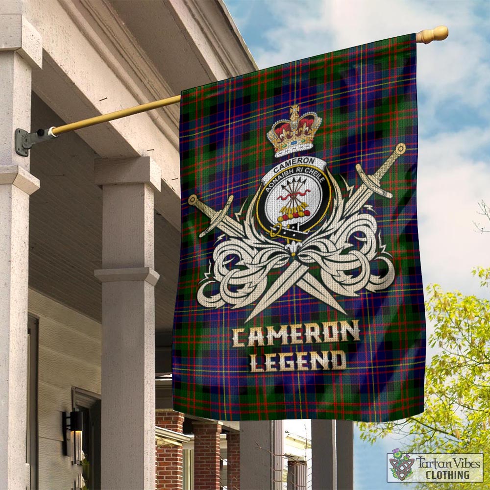 Tartan Vibes Clothing Cameron of Erracht Modern Tartan Flag with Clan Crest and the Golden Sword of Courageous Legacy