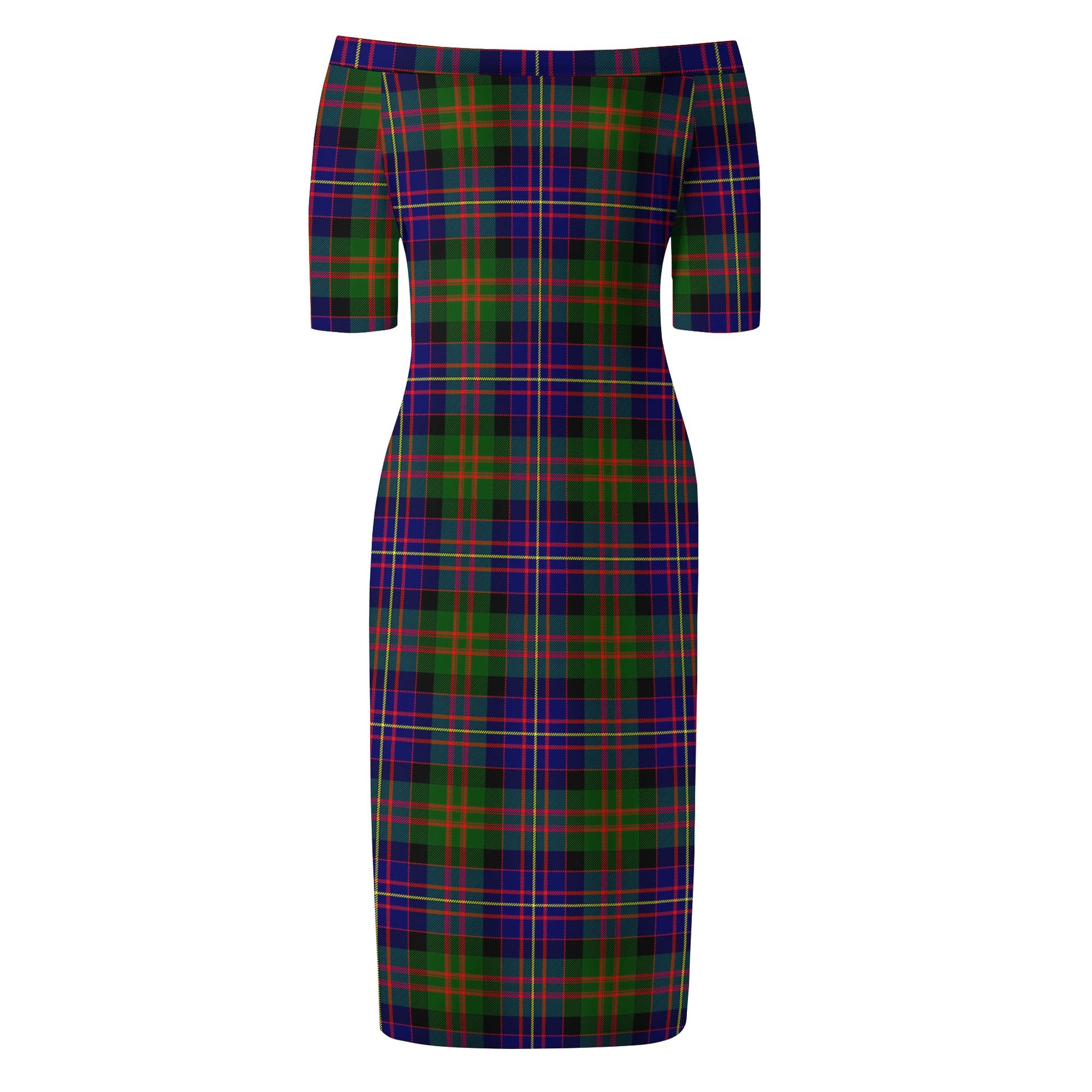 Cameron of Erracht Modern Tartan Off Shoulder Lady Dress - Tartanvibesclothing