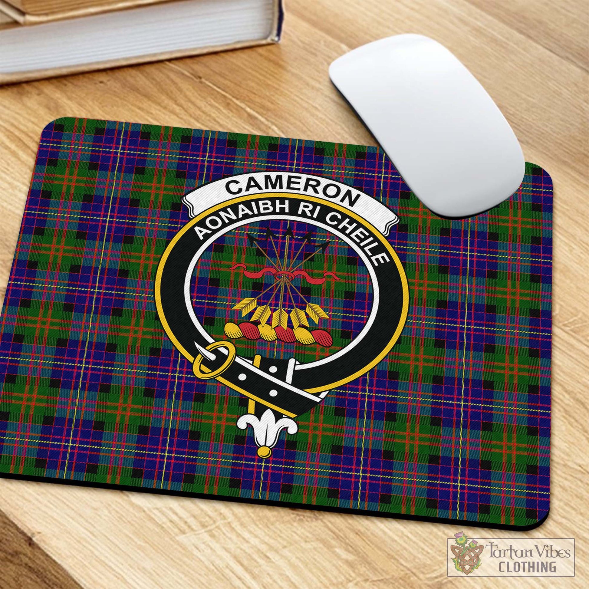 Tartan Vibes Clothing Cameron of Erracht Modern Tartan Mouse Pad with Family Crest