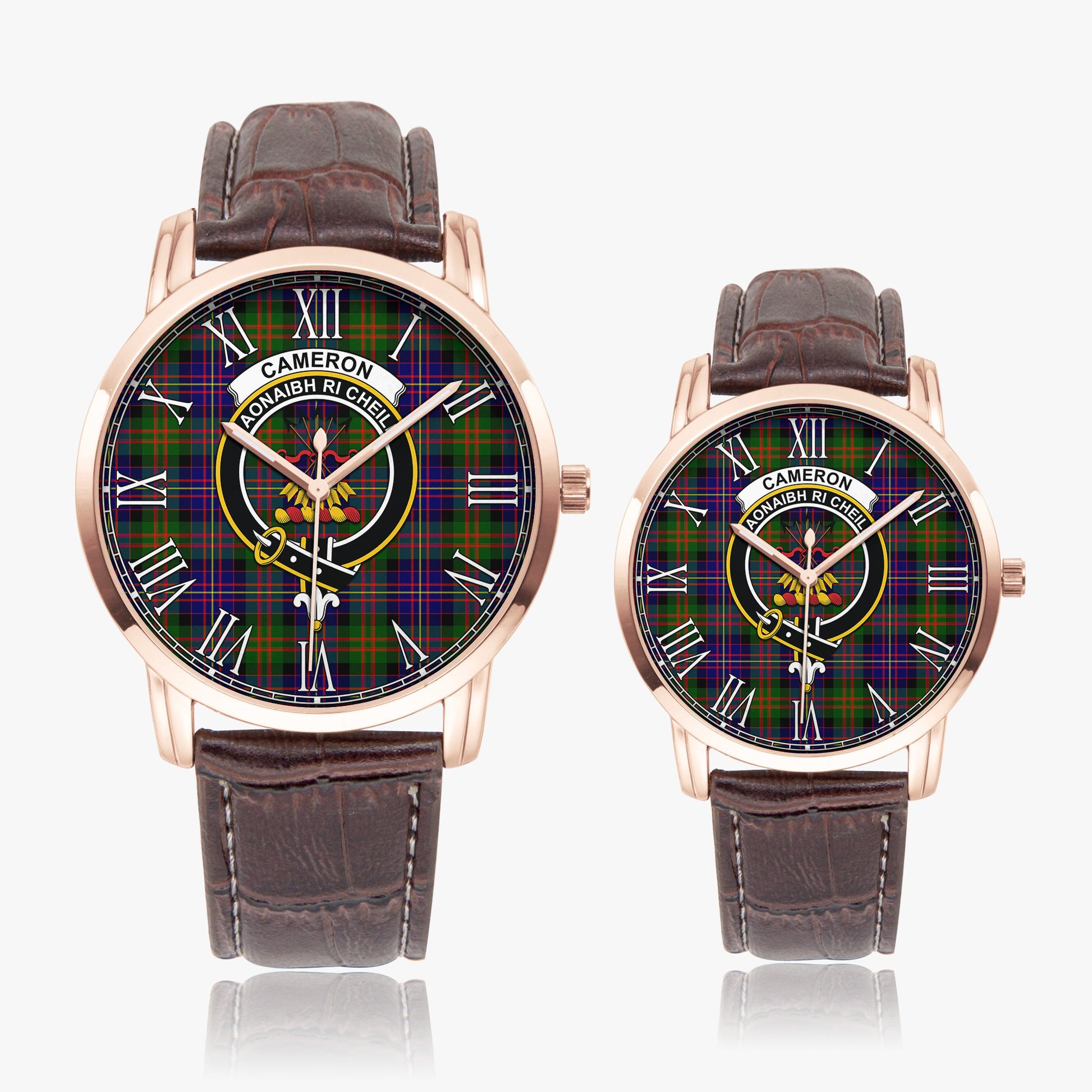 Cameron of Erracht Modern Tartan Family Crest Leather Strap Quartz Watch - Tartanvibesclothing