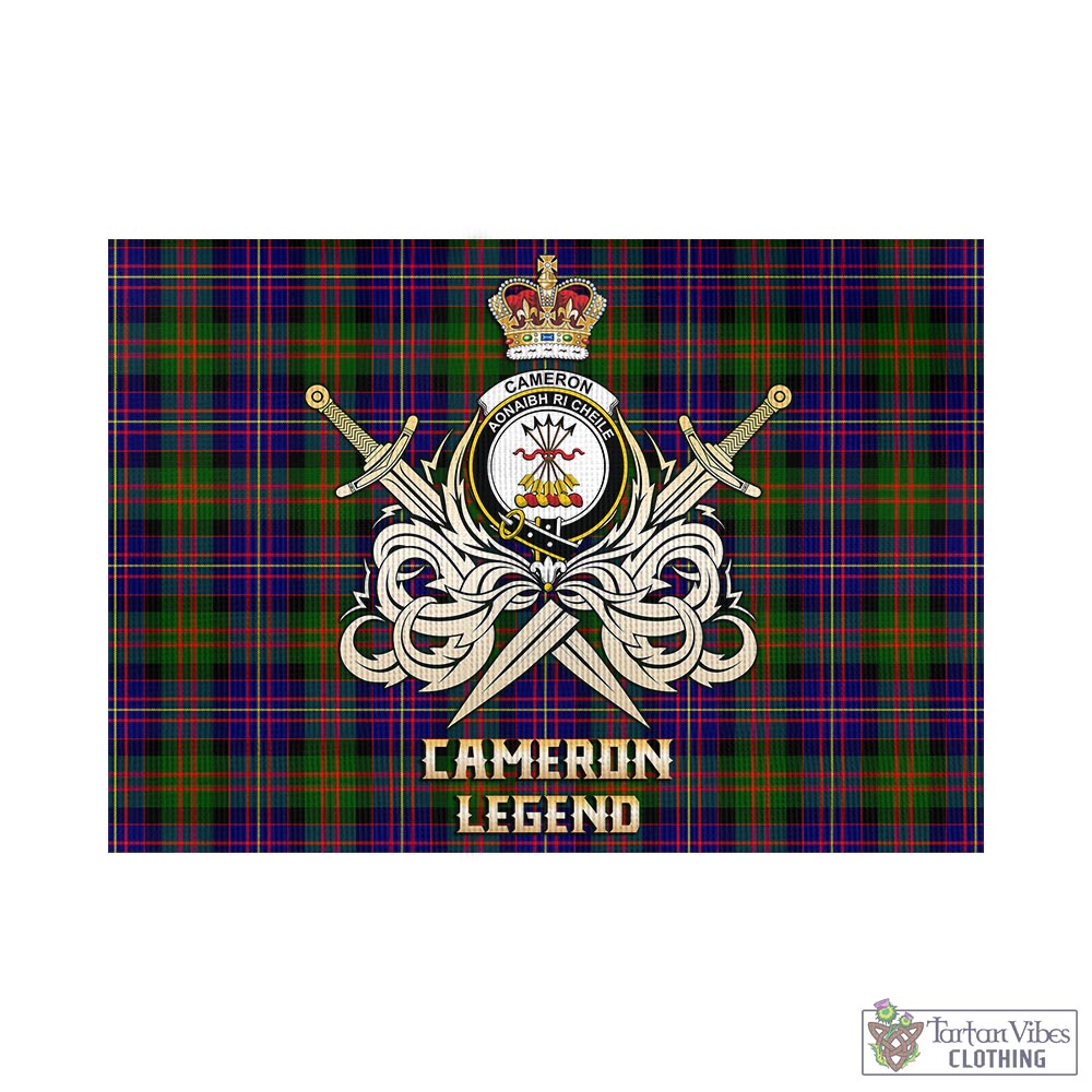 Tartan Vibes Clothing Cameron of Erracht Modern Tartan Flag with Clan Crest and the Golden Sword of Courageous Legacy