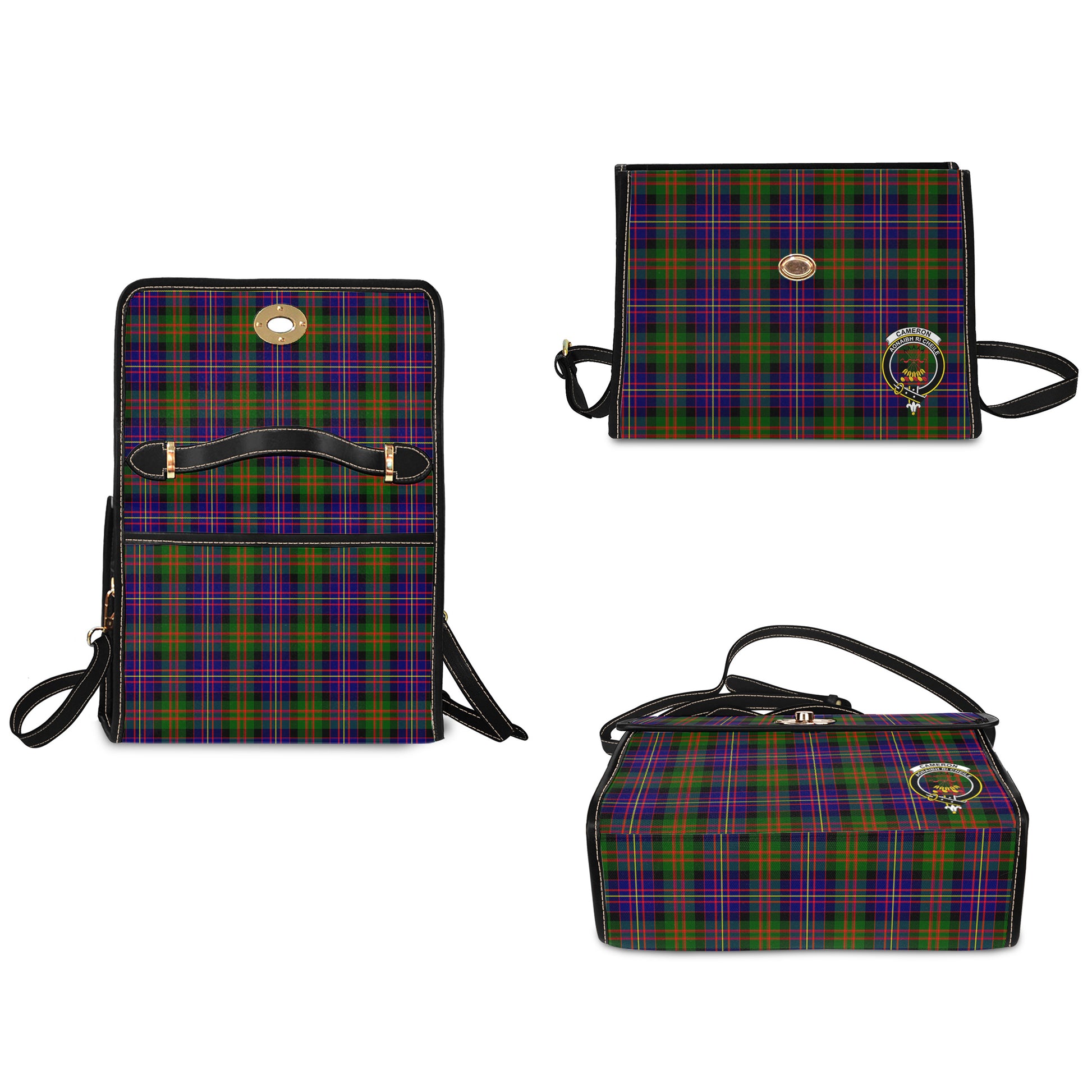 cameron-of-erracht-modern-tartan-leather-strap-waterproof-canvas-bag-with-family-crest