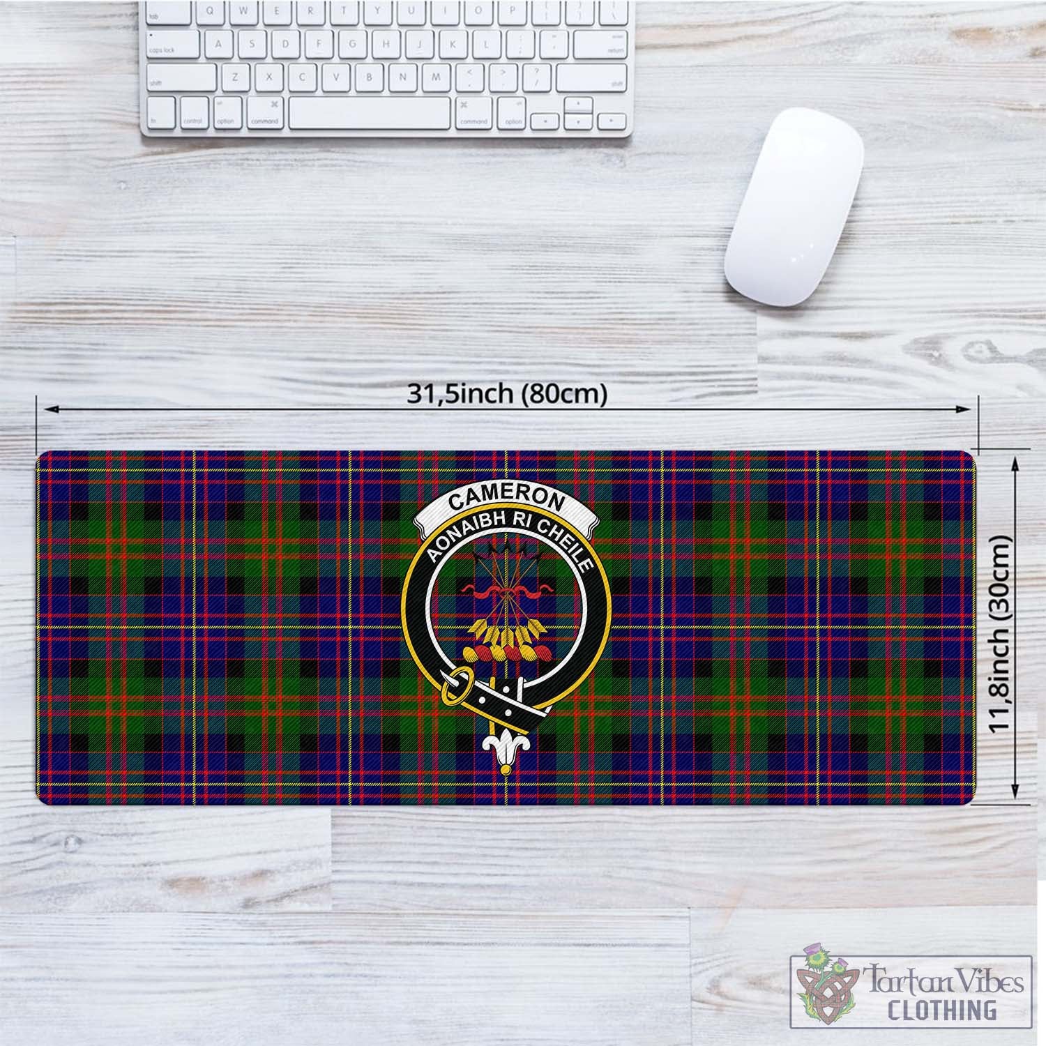 Tartan Vibes Clothing Cameron of Erracht Modern Tartan Mouse Pad with Family Crest