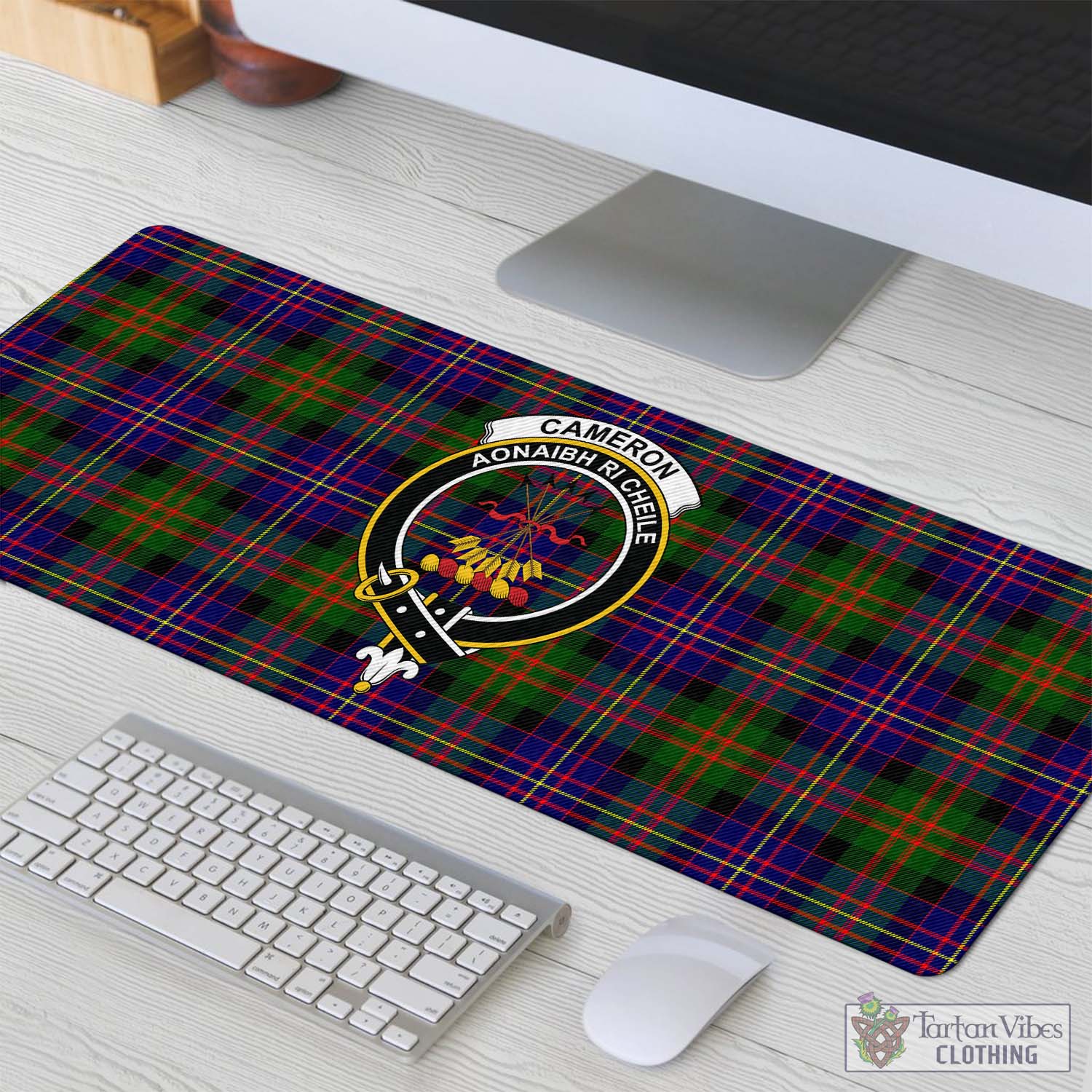 Tartan Vibes Clothing Cameron of Erracht Modern Tartan Mouse Pad with Family Crest