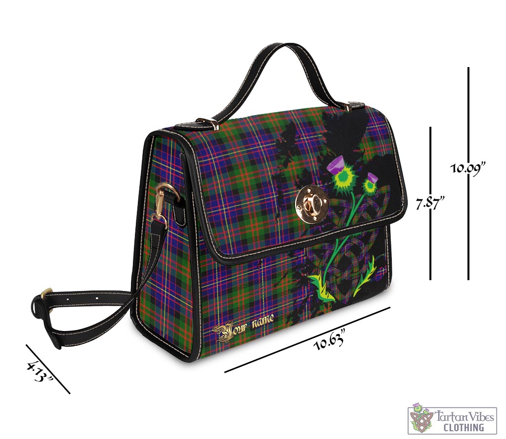 Tartan Vibes Clothing Cameron of Erracht Modern Tartan Waterproof Canvas Bag with Scotland Map and Thistle Celtic Accents