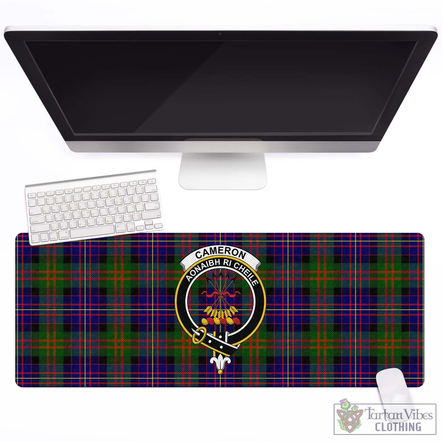 Tartan Vibes Clothing Cameron of Erracht Modern Tartan Mouse Pad with Family Crest