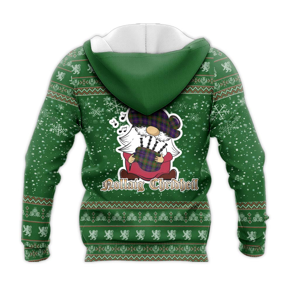 Cameron of Erracht Modern Clan Christmas Knitted Hoodie with Funny Gnome Playing Bagpipes - Tartanvibesclothing