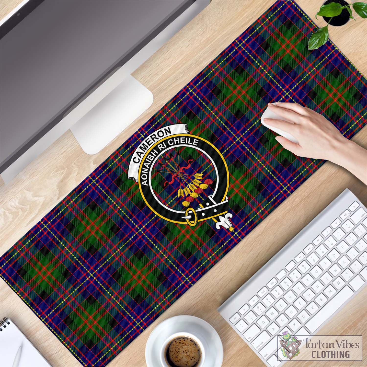 Tartan Vibes Clothing Cameron of Erracht Modern Tartan Mouse Pad with Family Crest