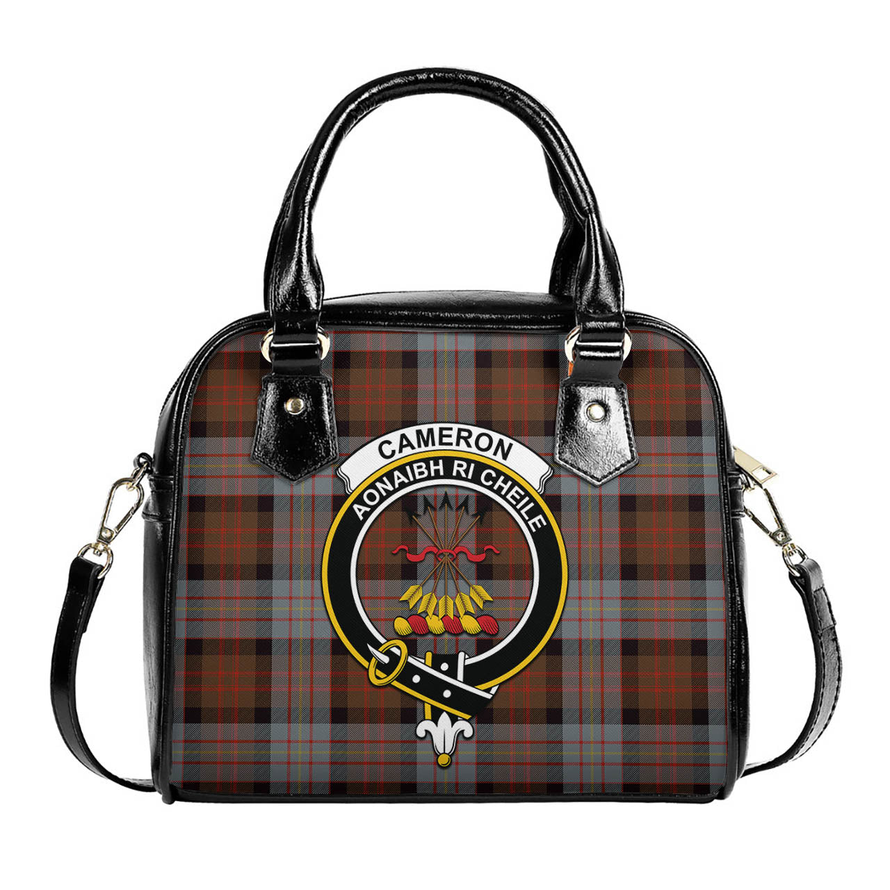 Cameron of Erracht Weathered Tartan Shoulder Handbags with Family Crest One Size 6*25*22 cm - Tartanvibesclothing