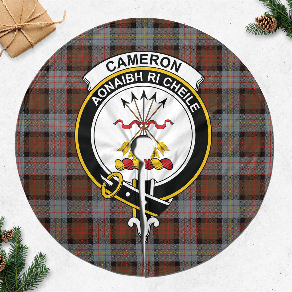 Cameron of Erracht Weathered Tartan Christmas Tree Skirt with Family Crest - Tartanvibesclothing