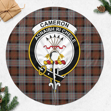 Cameron of Erracht Weathered Tartan Christmas Tree Skirt with Family Crest