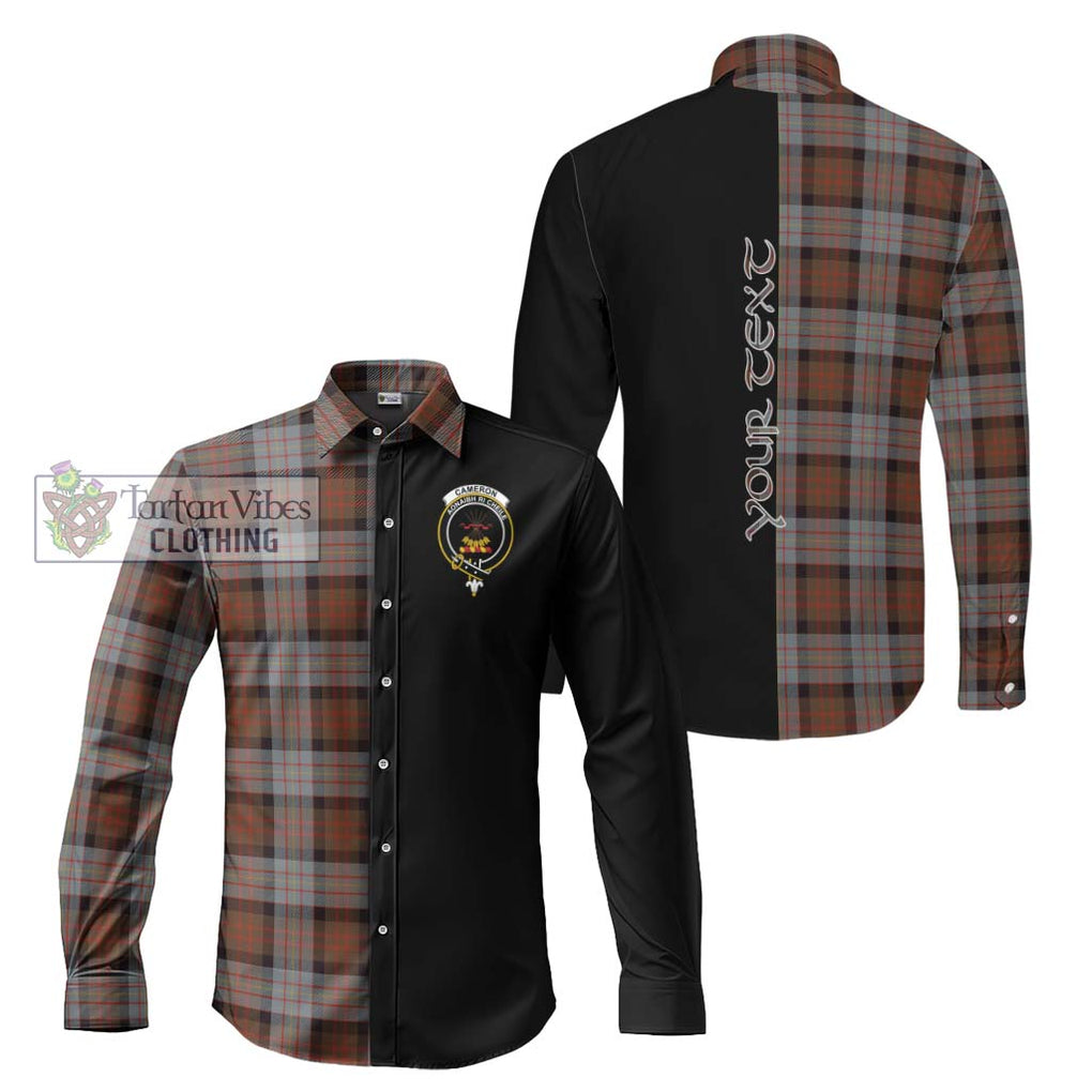 Cameron of Erracht Weathered Tartan Long Sleeve Button Shirt with Family Crest and Half Of Me Style Men's Shirt S - Tartanvibesclothing Shop