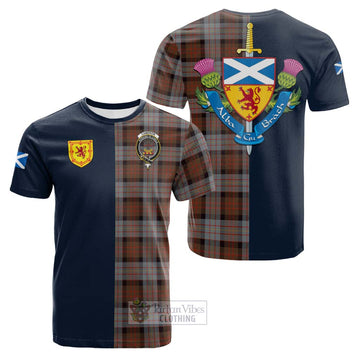 Cameron of Erracht Weathered Tartan Cotton T-shirt with Scottish Lion Royal Arm Half Style