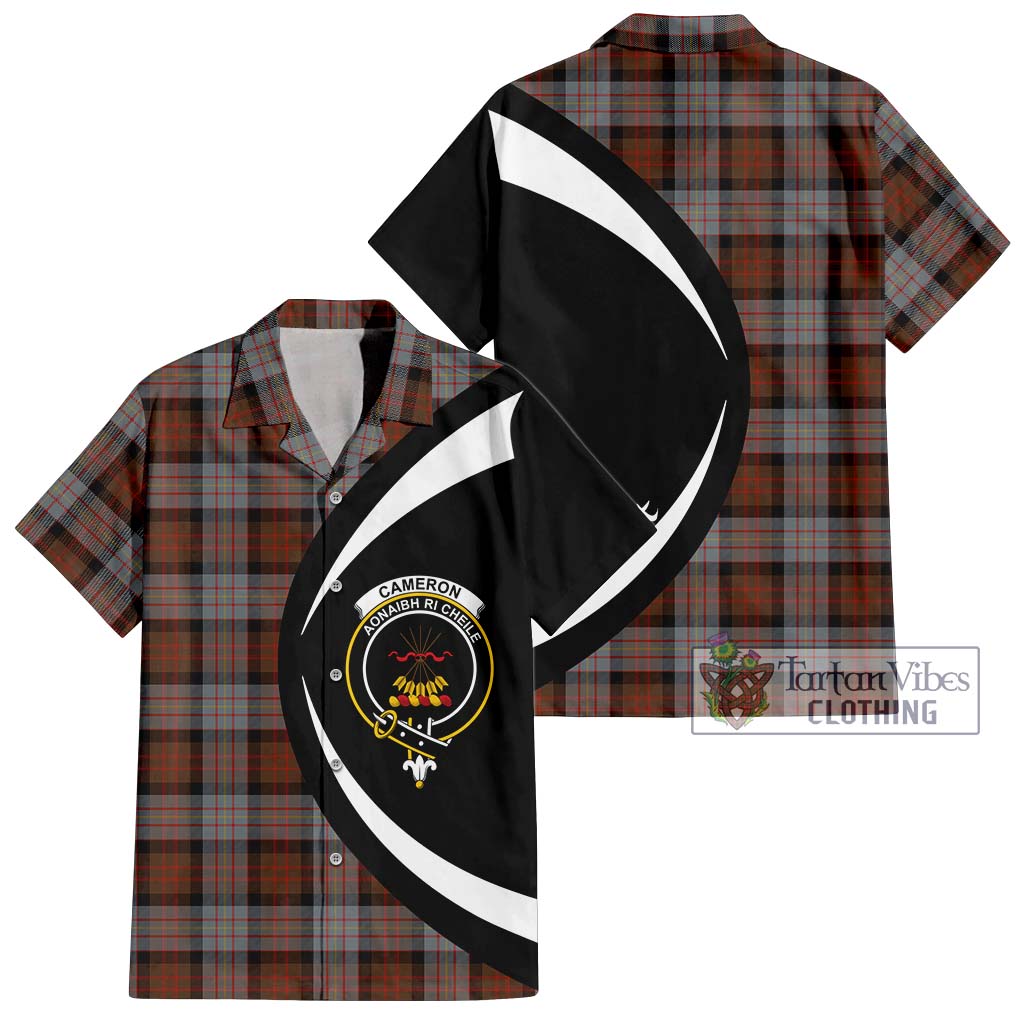 Cameron of Erracht Weathered Tartan Short Sleeve Button Up with Family Crest Circle Style Kid - Tartan Vibes Clothing