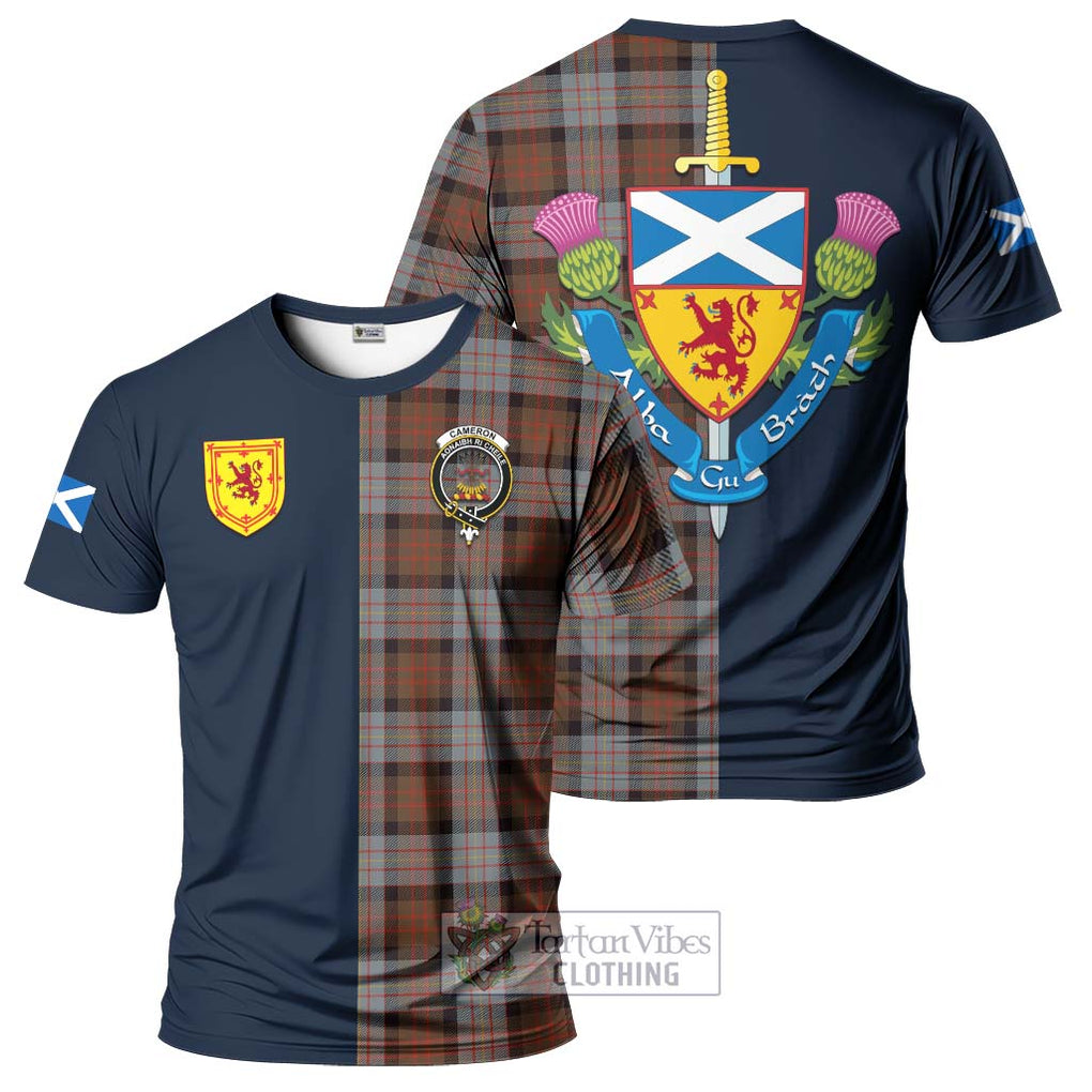 Tartan Vibes Clothing Cameron of Erracht Weathered Tartan T-Shirt Alba with Scottish Lion Royal Arm Half Style