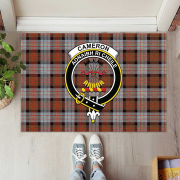 Cameron of Erracht Weathered Tartan Door Mat with Family Crest