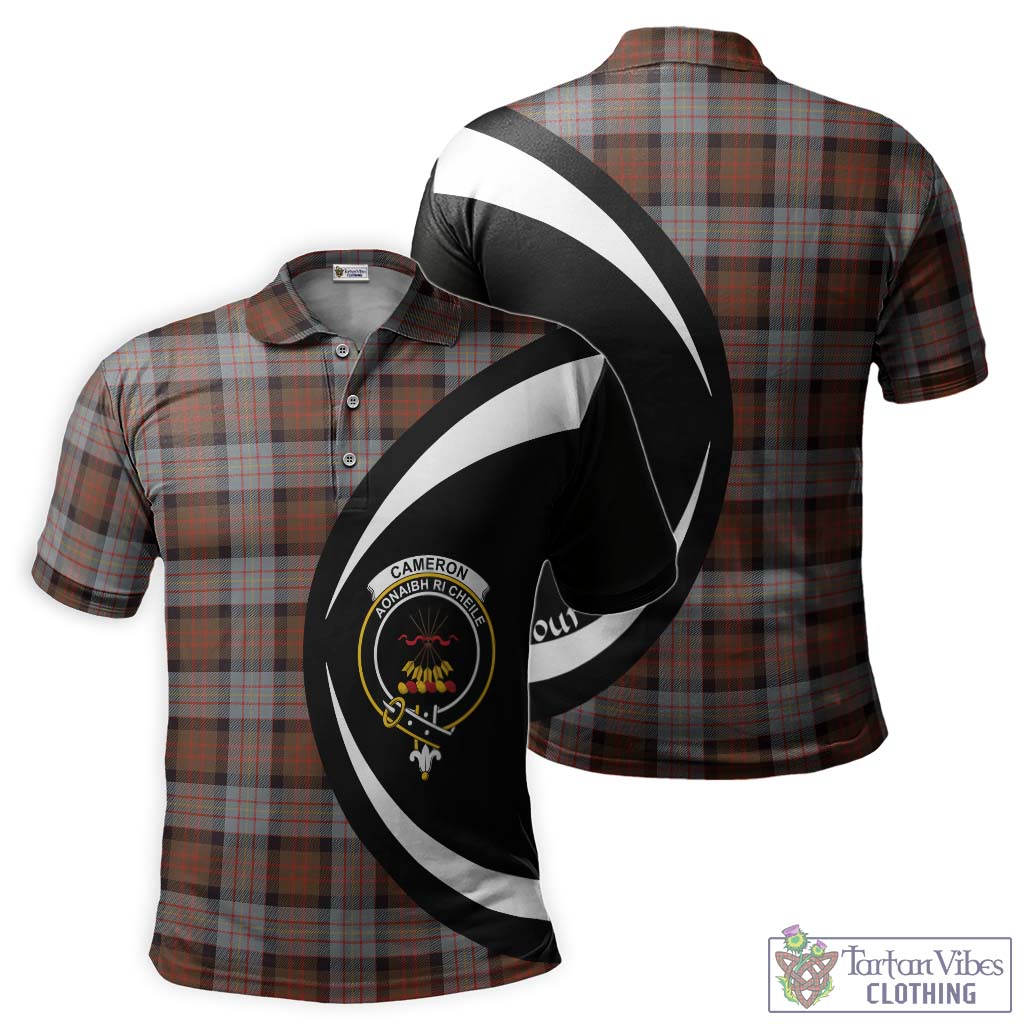 Cameron of Erracht Weathered Tartan Men's Polo Shirt with Family Crest Circle Style Kid - Tartan Vibes Clothing