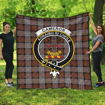 Cameron of Erracht Weathered Tartan Quilt with Family Crest