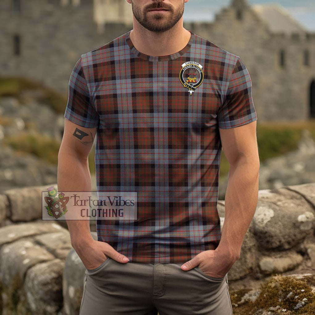 Cameron of Erracht Weathered Tartan Cotton T-Shirt with Family Crest Men's Shirt - Tartanvibesclothing Shop