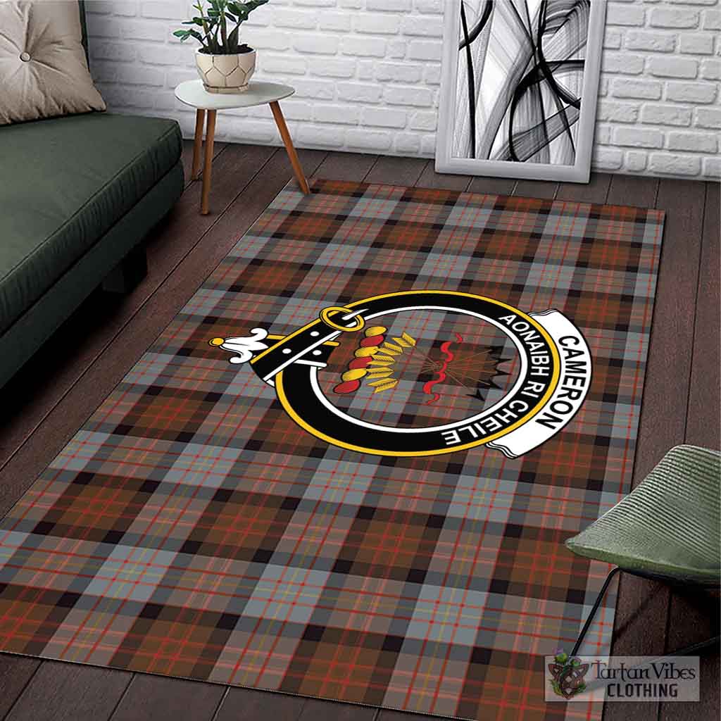 Tartan Vibes Clothing Cameron of Erracht Weathered Tartan Area Rug with Family Crest