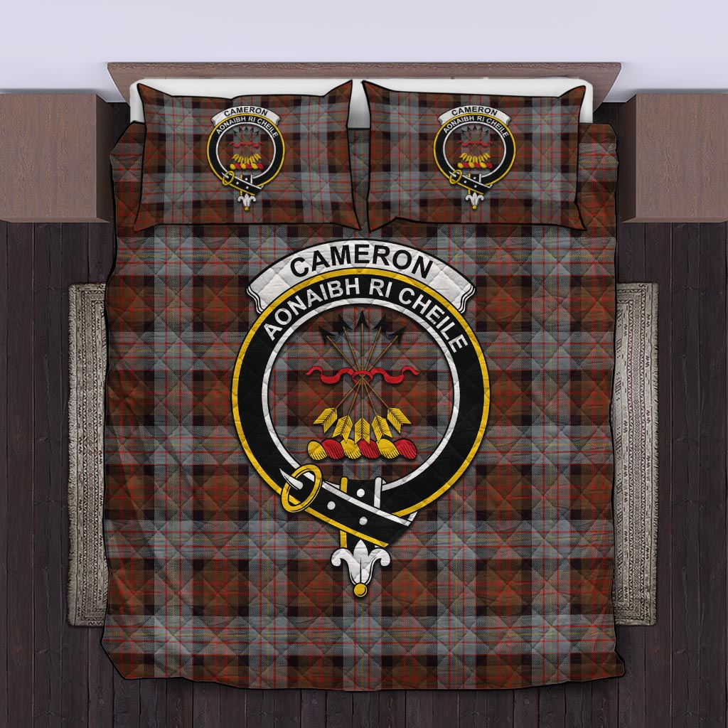 Cameron of Erracht Weathered Tartan Quilt Bed Set with Family Crest Twin - Tartan Vibes Clothing