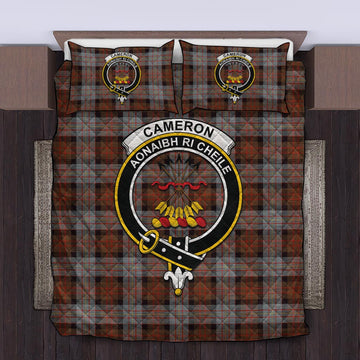 Cameron of Erracht Weathered Tartan Quilt Bed Set with Family Crest