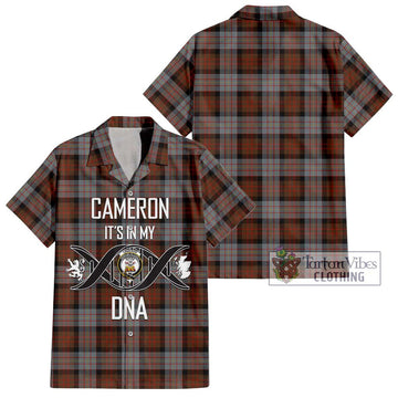 Cameron of Erracht Weathered Tartan Short Sleeve Button Shirt with Family Crest DNA In Me Style