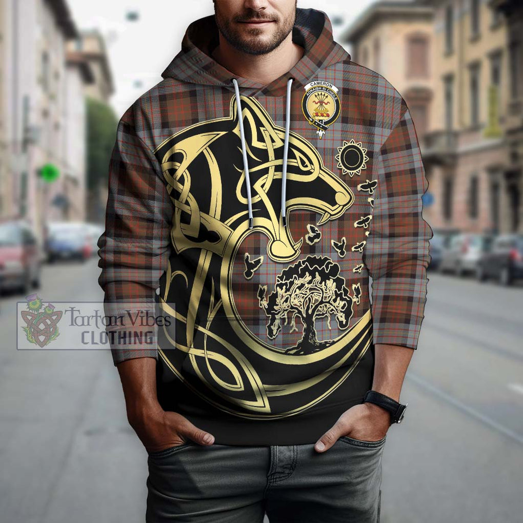 Cameron of Erracht Weathered Tartan Hoodie with Family Crest Celtic Wolf Style Zip Hoodie - Tartan Vibes Clothing