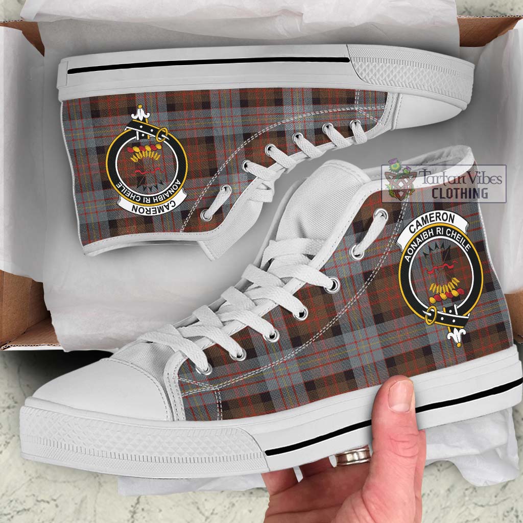 Tartan Vibes Clothing Cameron of Erracht Weathered Tartan High Top Shoes with Family Crest