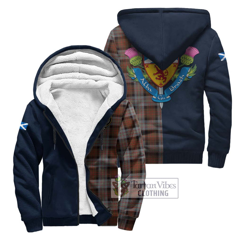 Tartan Vibes Clothing Cameron of Erracht Weathered Tartan Sherpa Hoodie with Scottish Lion Royal Arm Half Style