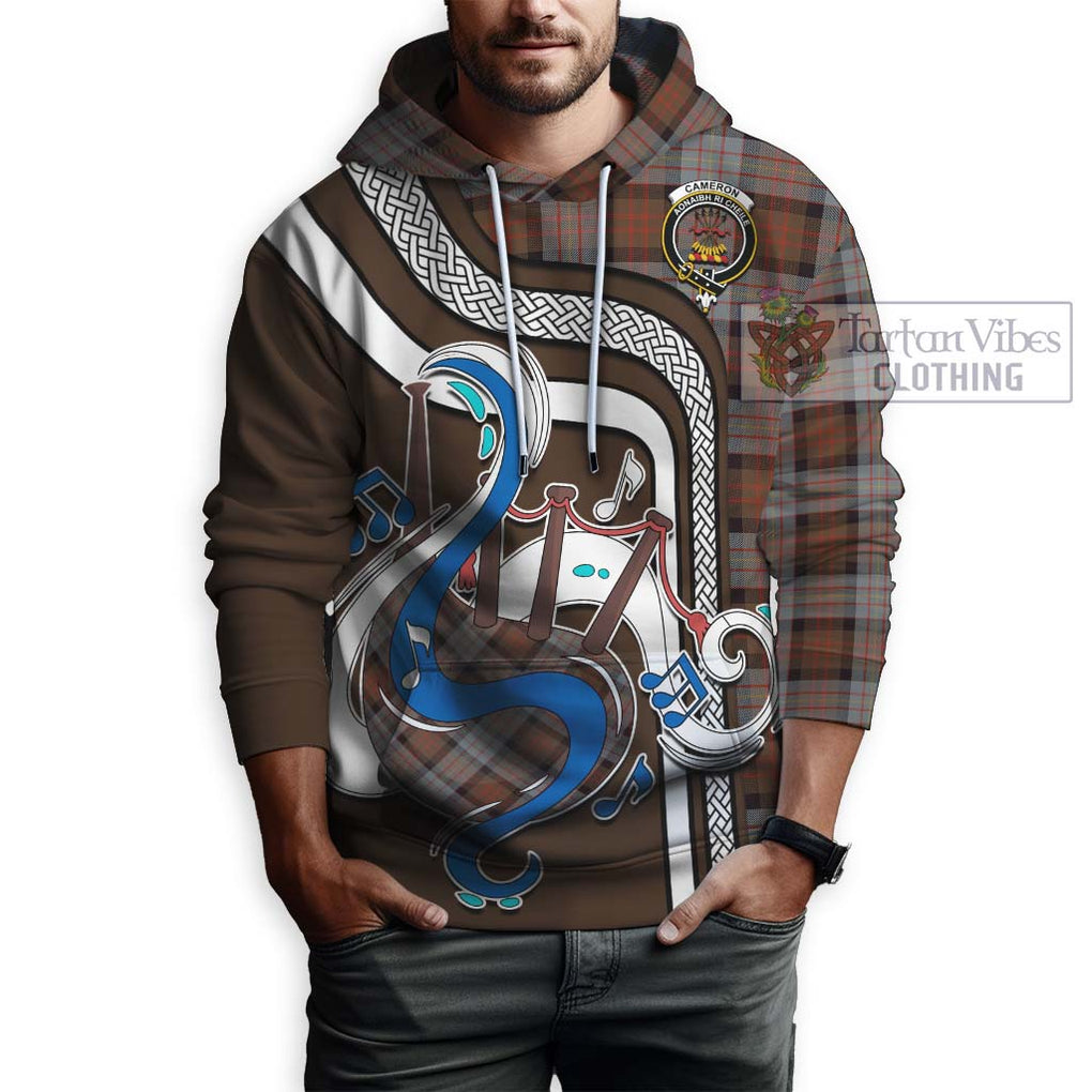 Cameron of Erracht Weathered Tartan Hoodie with Epic Bagpipe Style Zip Hoodie - Tartanvibesclothing Shop