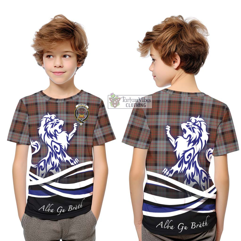 Cameron of Erracht Weathered Tartan Kid T-Shirt with Alba Gu Brath Regal Lion Emblem Youth XL Size14 - Tartanvibesclothing Shop