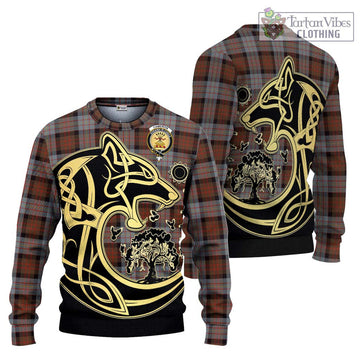 Cameron of Erracht Weathered Tartan Ugly Sweater with Family Crest Celtic Wolf Style