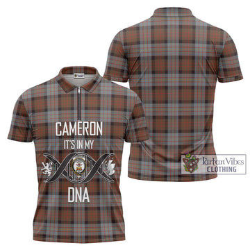 Cameron of Erracht Weathered Tartan Zipper Polo Shirt with Family Crest DNA In Me Style