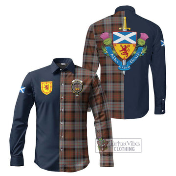 Cameron of Erracht Weathered Tartan Long Sleeve Button Shirt Alba with Scottish Lion Royal Arm Half Style