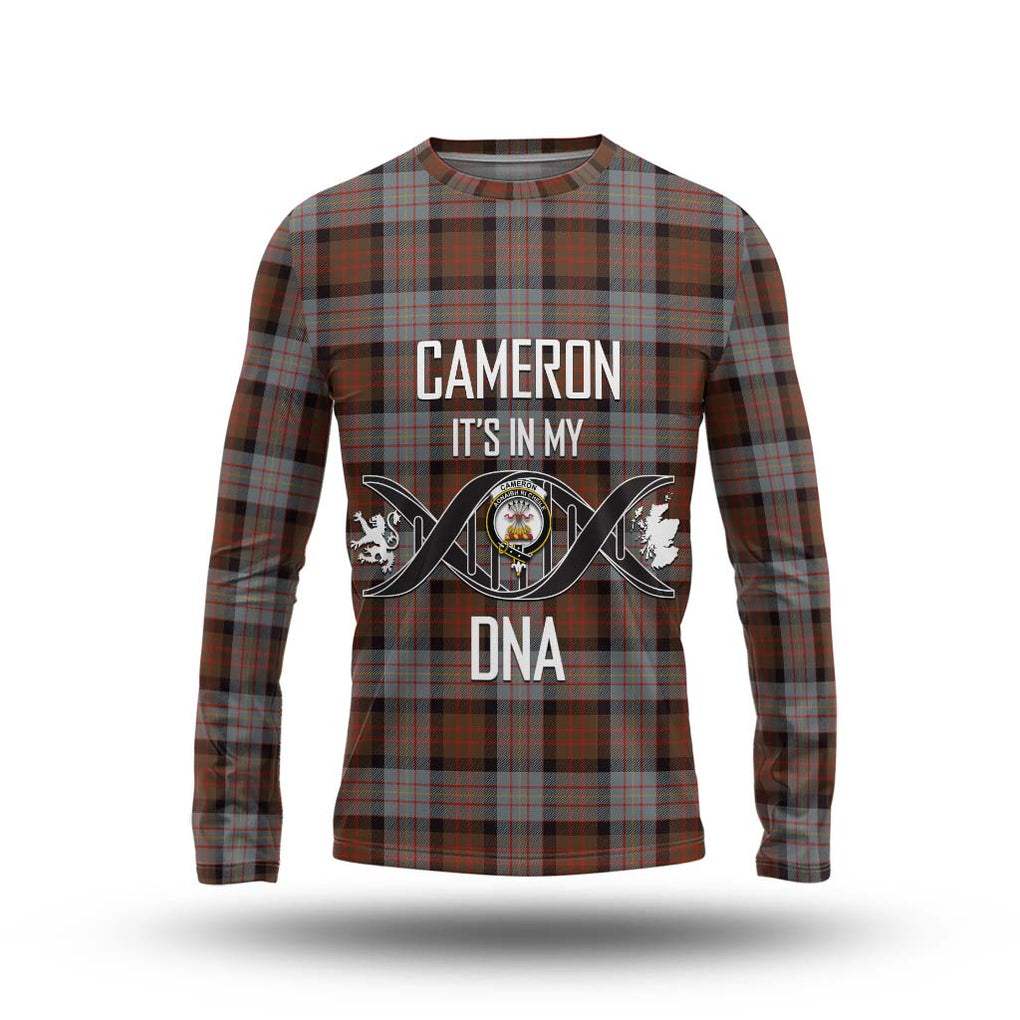 Cameron of Erracht Weathered Tartan Long Sleeve T-Shirt with Family Crest DNA In Me Style Unisex - Tartanvibesclothing Shop