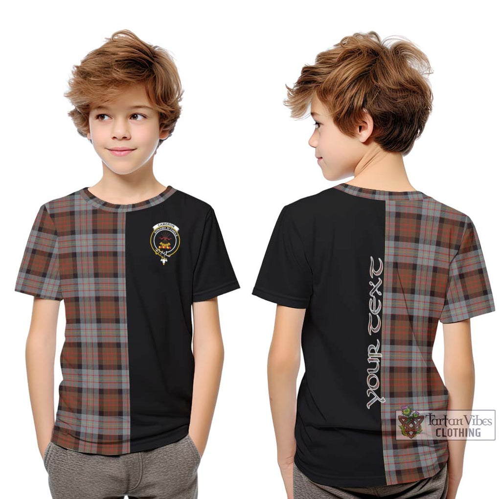 Cameron of Erracht Weathered Tartan Kid T-Shirt with Family Crest and Half Of Me Style Youth XL Size14 - Tartanvibesclothing Shop