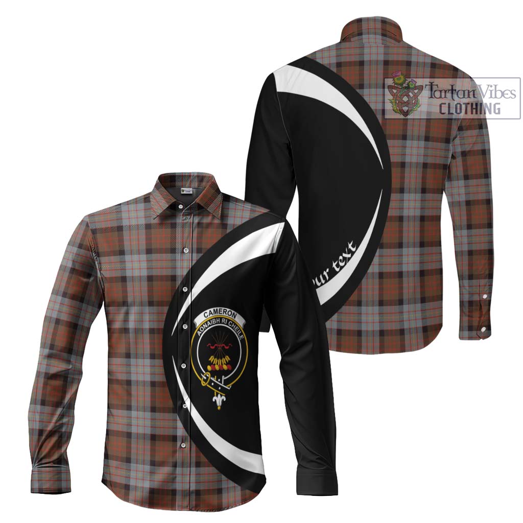 Cameron of Erracht Weathered Tartan Long Sleeve Button Up with Family Crest Circle Style Men's Shirt S - Tartan Vibes Clothing