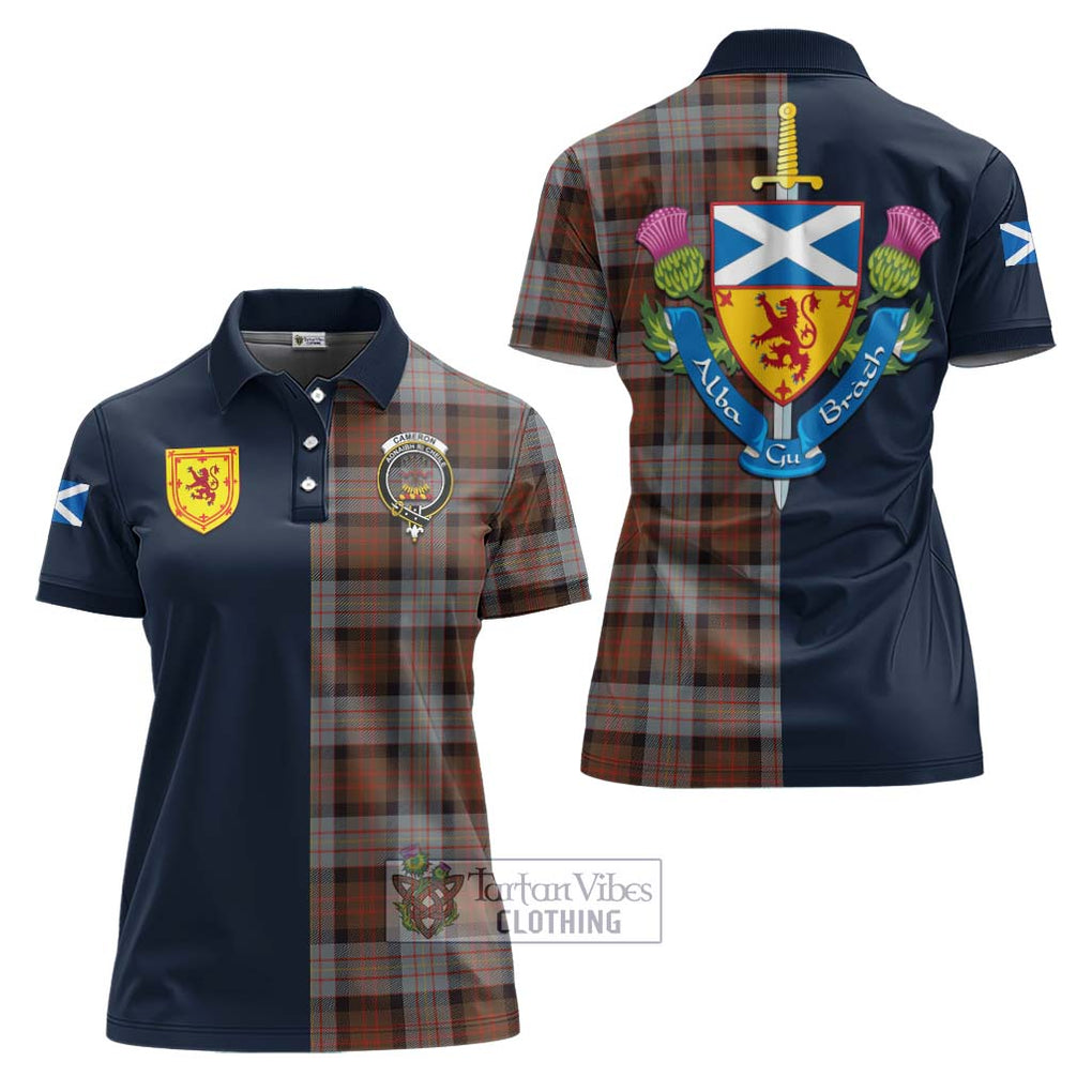 Tartan Vibes Clothing Cameron of Erracht Weathered Tartan Women's Polo Shirt with Scottish Lion Royal Arm Half Style