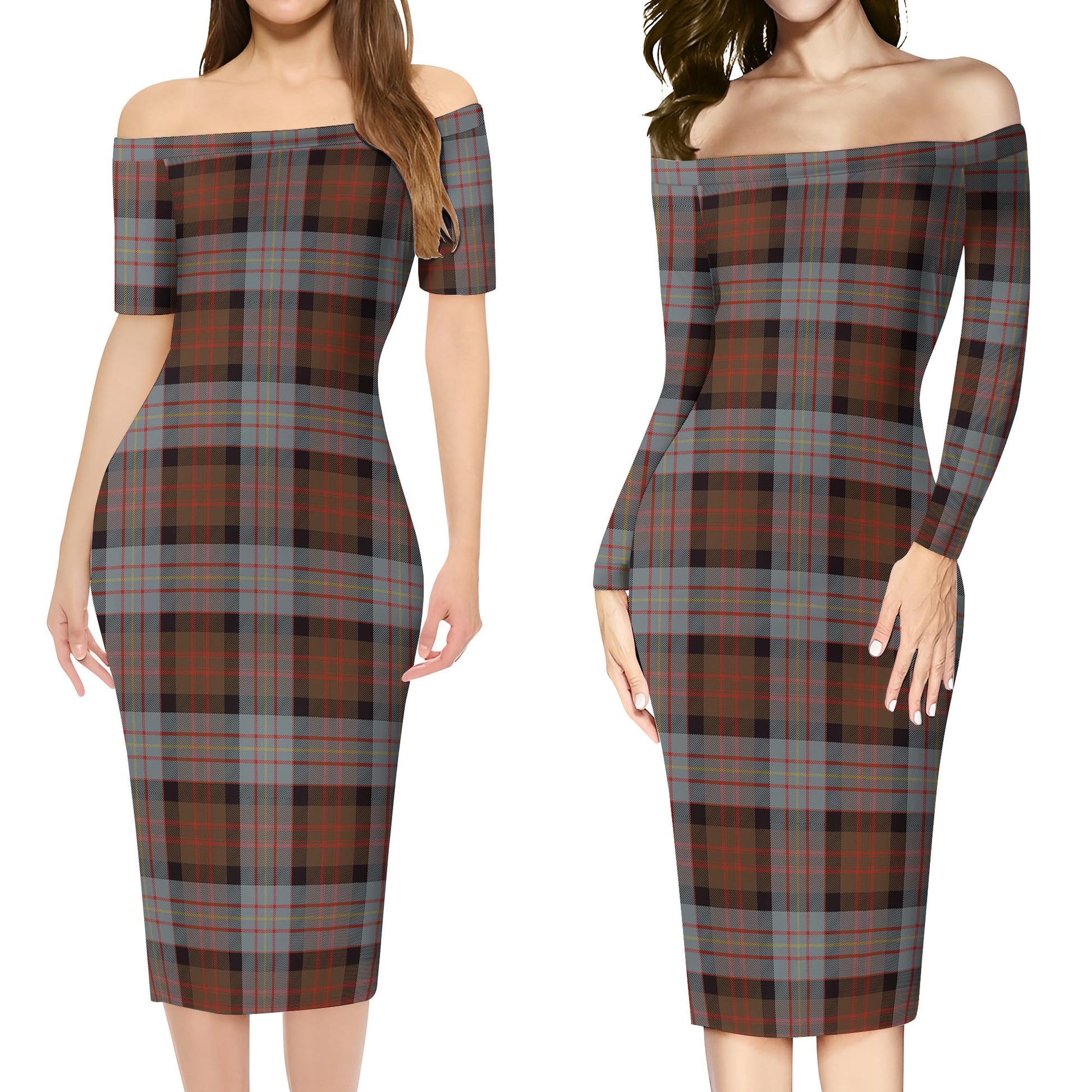 Cameron of Erracht Weathered Tartan Off Shoulder Lady Dress Women's Dress - Tartanvibesclothing