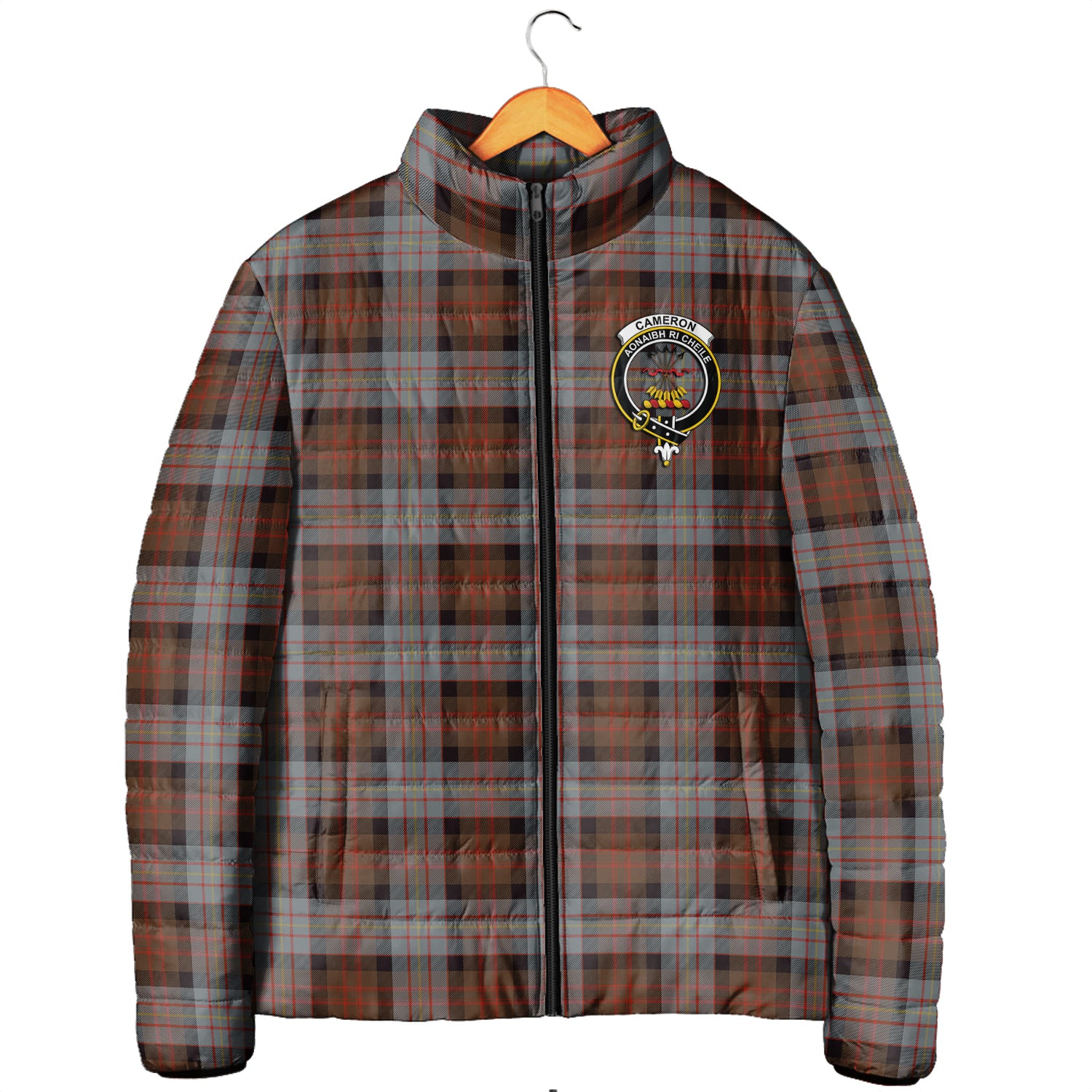 Cameron of Erracht Weathered Tartan Padded Jacket with Family Crest Men's Padded Jacket - Tartan Vibes Clothing